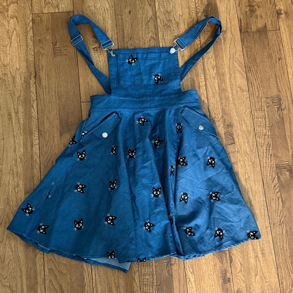 Unique Vintage Dress Denim Cat Brionne Overall Rockabilly Size Medium 6/8